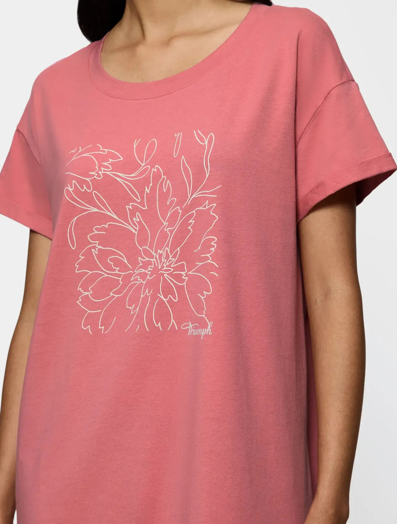 Camisa de Noite de Algodão Rosa- Triumph