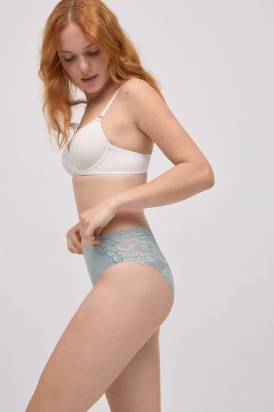 Cueca Midi Algodão com Renda