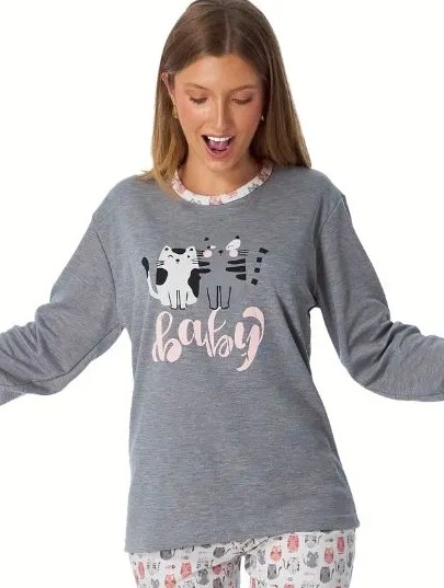 Pijama Senhora Com Calça dos Gatos