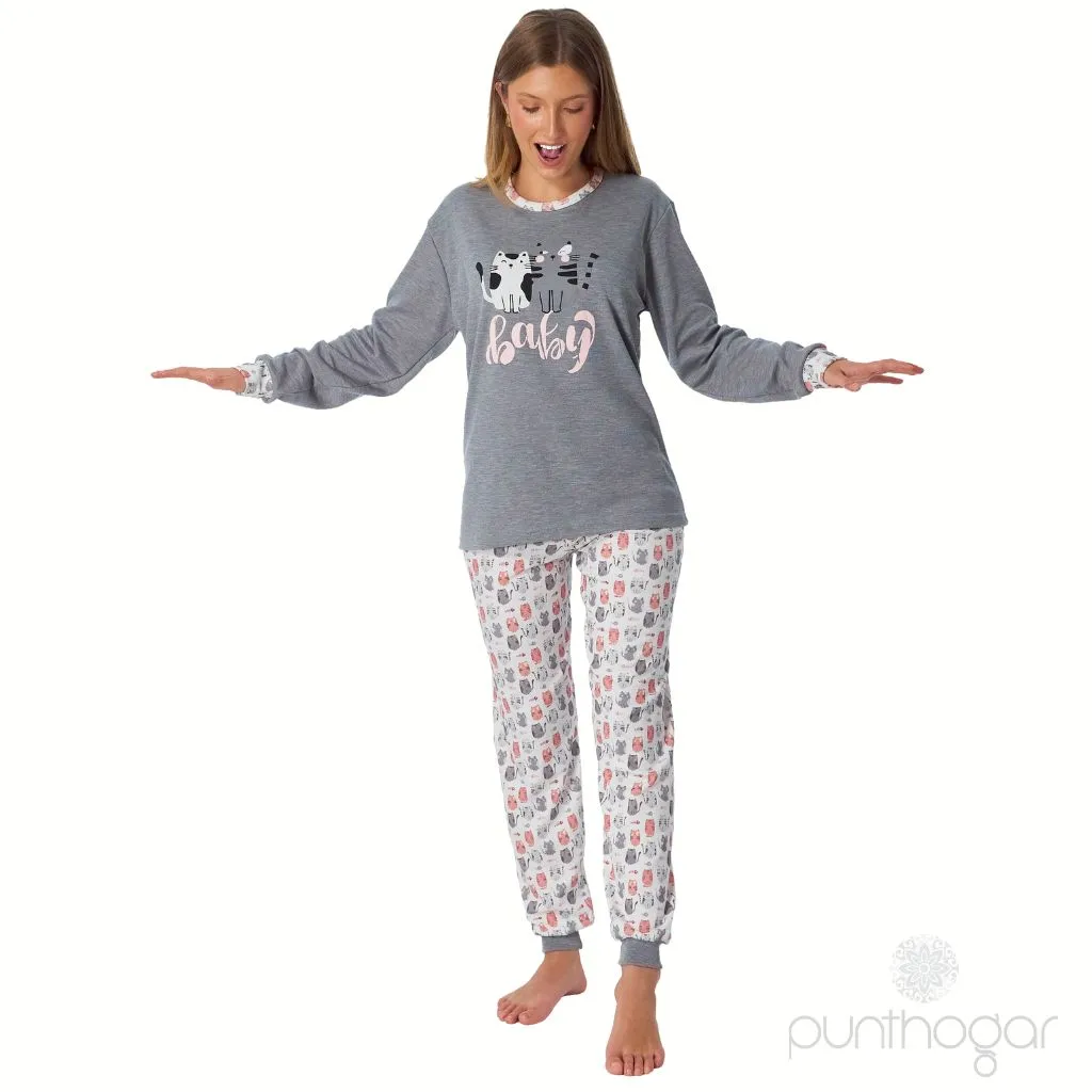 Pijama Senhora Com Calça dos Gatos