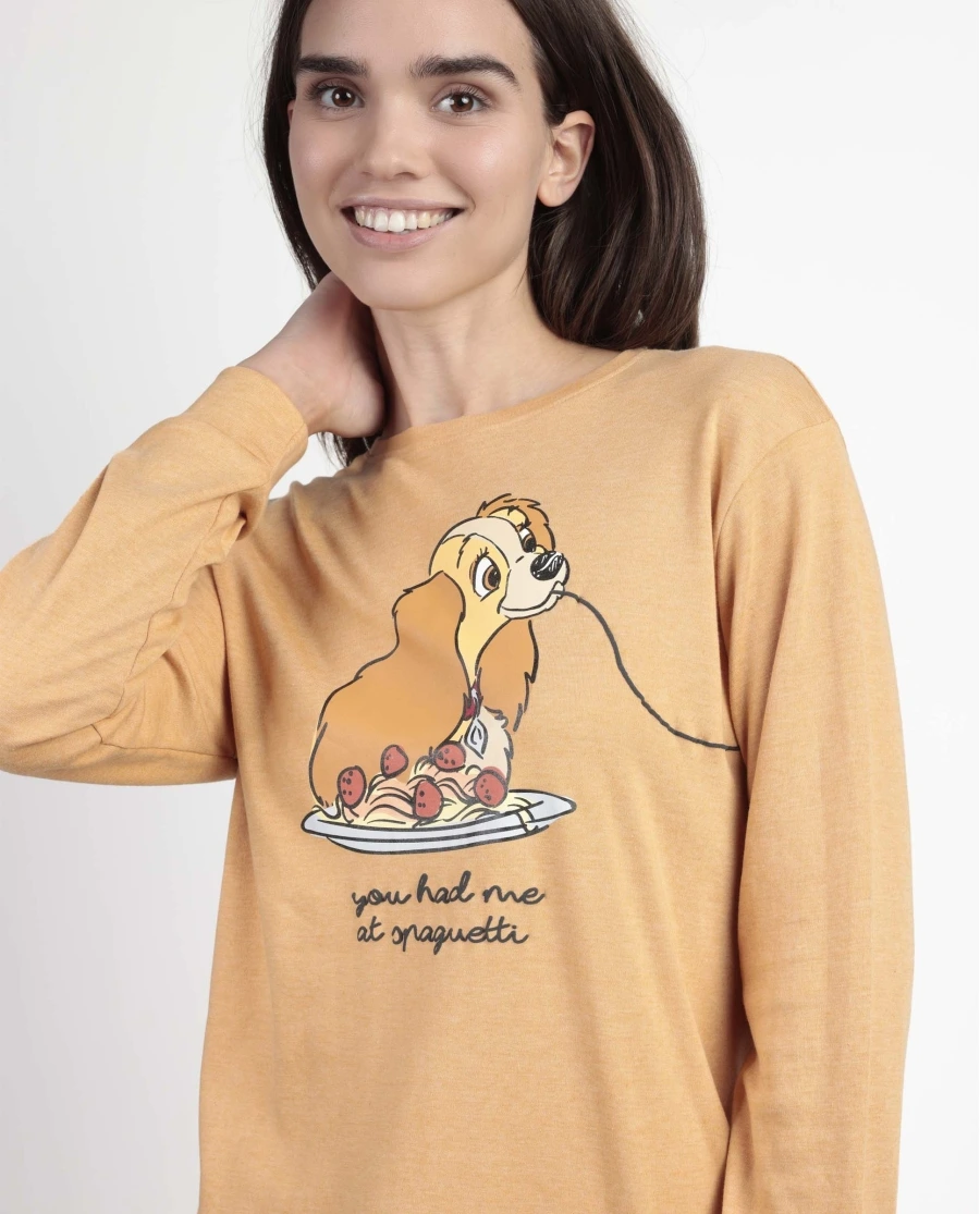 Pijama com Calça e Manga Comprida Sem pêlo Lady And Tramph - Disney