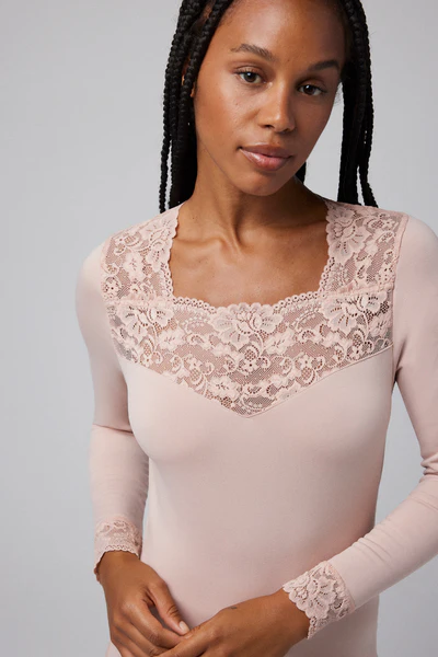 Camisola de Senhora Térmica com Renda Pele -YM