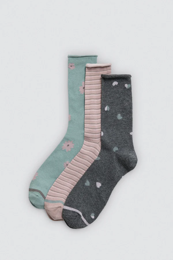 Meias de Senhora Algodão Pack de 3